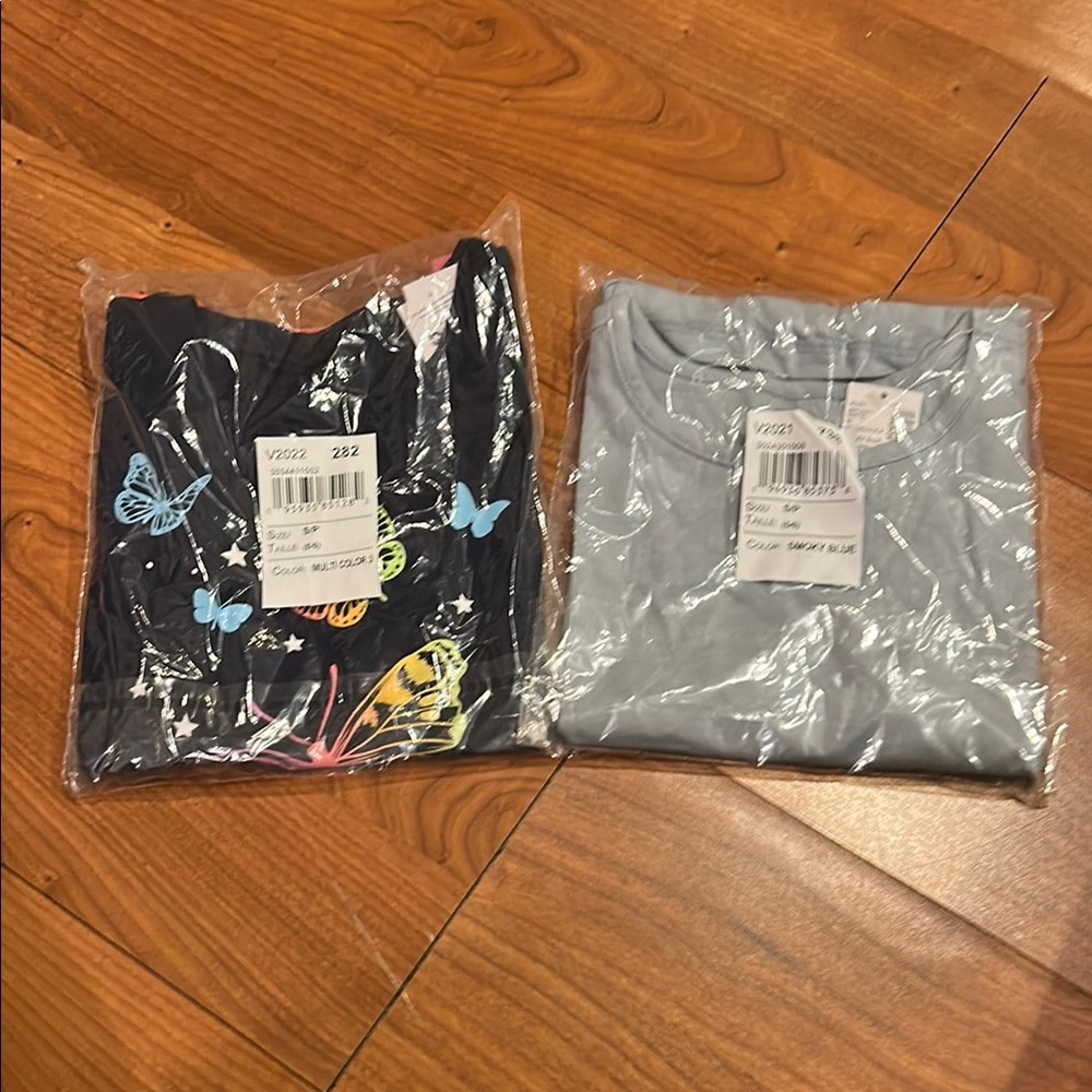 Butterfly Print and Solid Blue T-Shirts